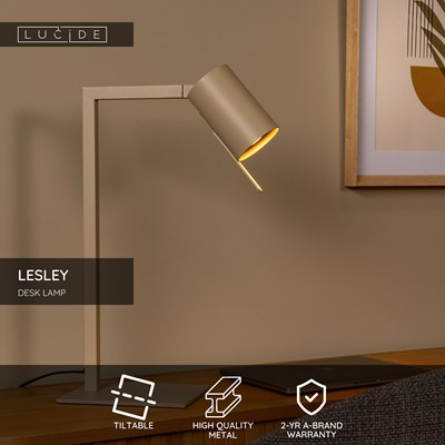 Lucide LESLEY - Desk lamp - 1xGU10 - Taupe
